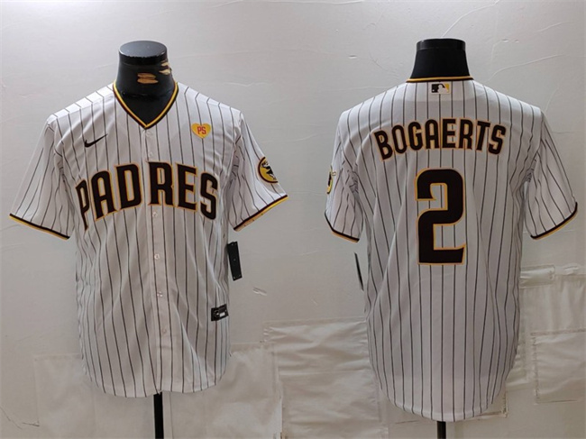 Men's San Diego Padres #2 Xander Bogaerts White With PS Patch Cool Base Stitched Baseball Jersey